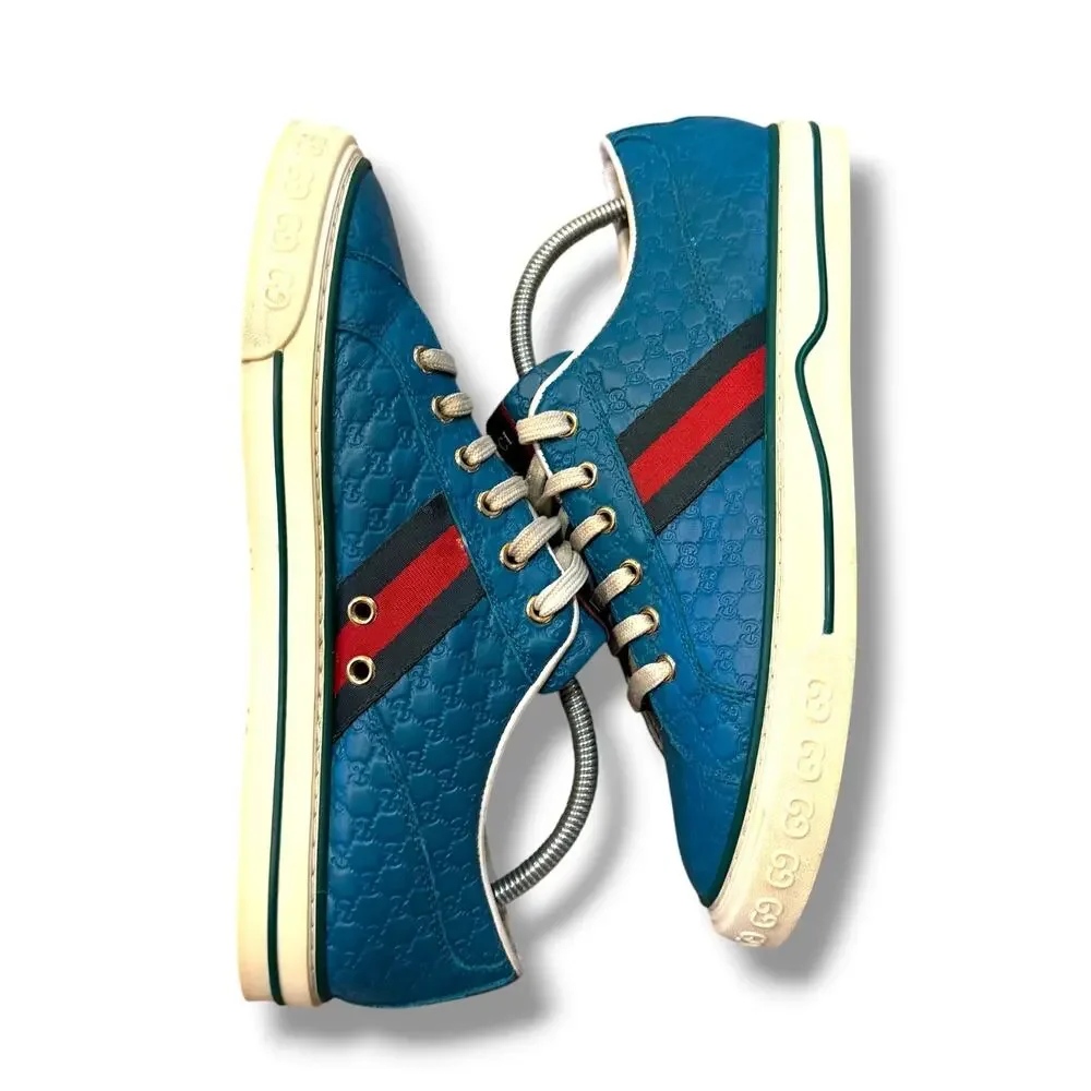 Gucci GG Web Accent Leather Sneakers  display picture 1